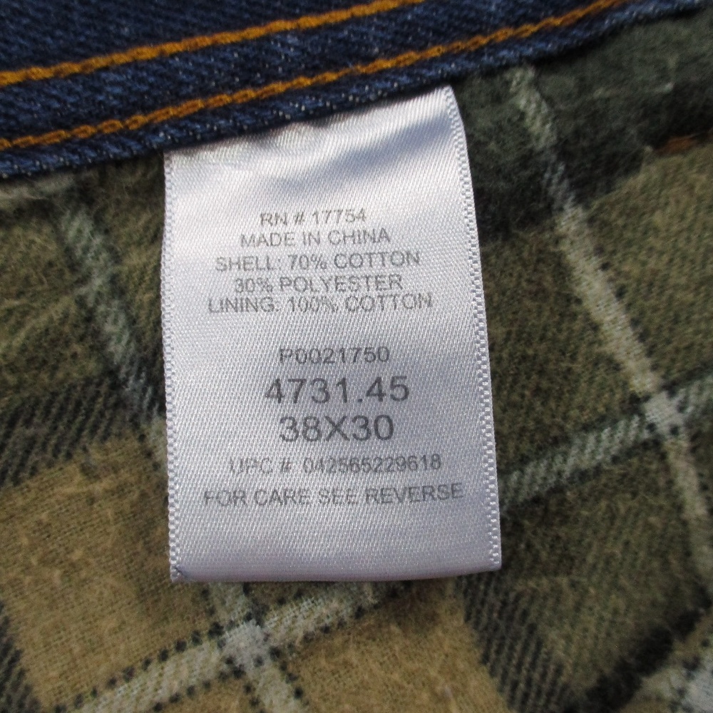 Key Apparel Jeans Men's 38x30‎ Dark Wash Straight Leg Flannel Lined Denim - Picture 7 of 8